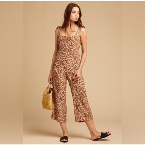 Faithful the Brand Elsa Crop Jumpsuit Mila Animal Cheetah Print NWT Womens 4 - Picture 1 of 8